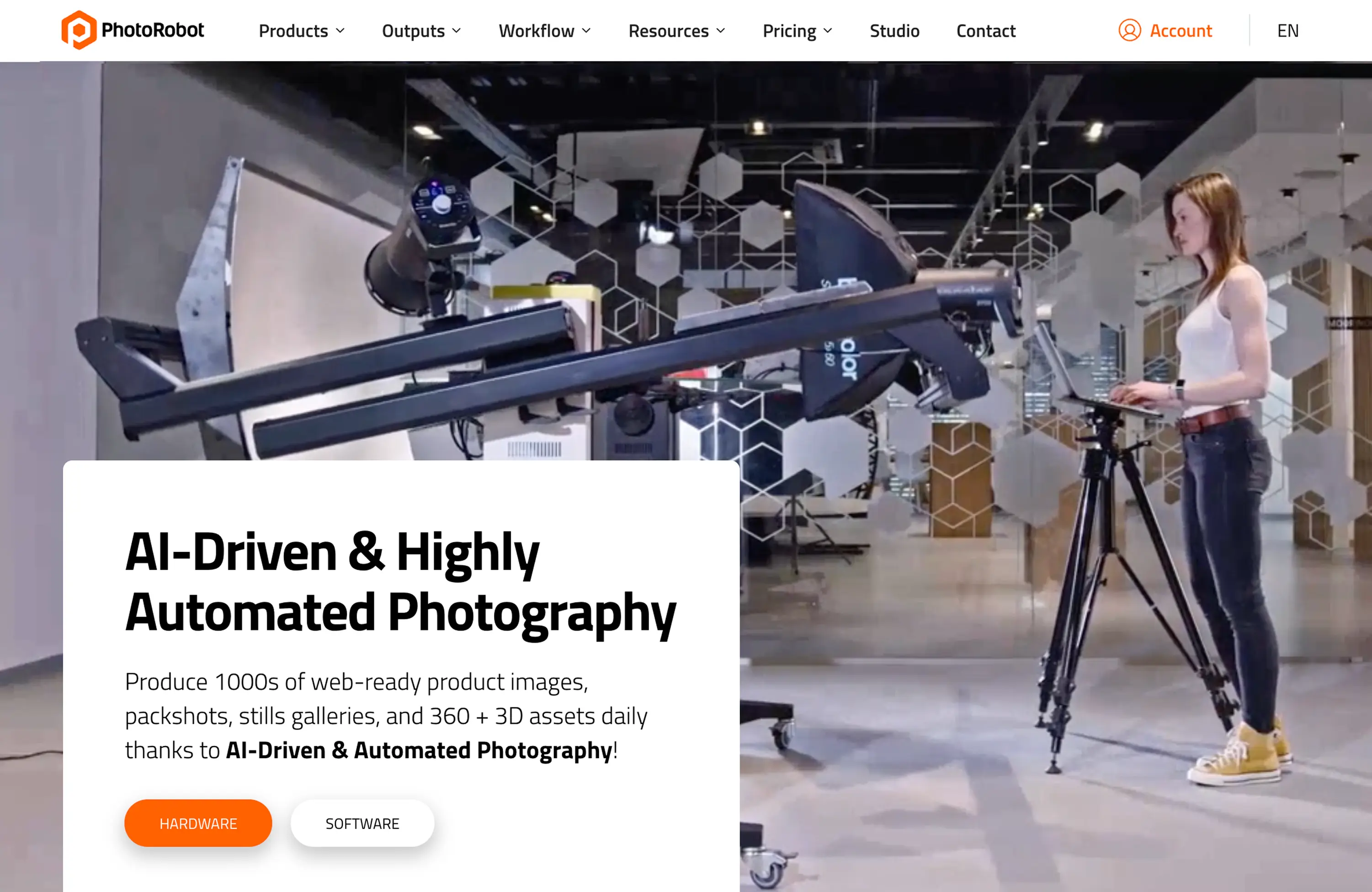Webflow website mockup of photorobot.com