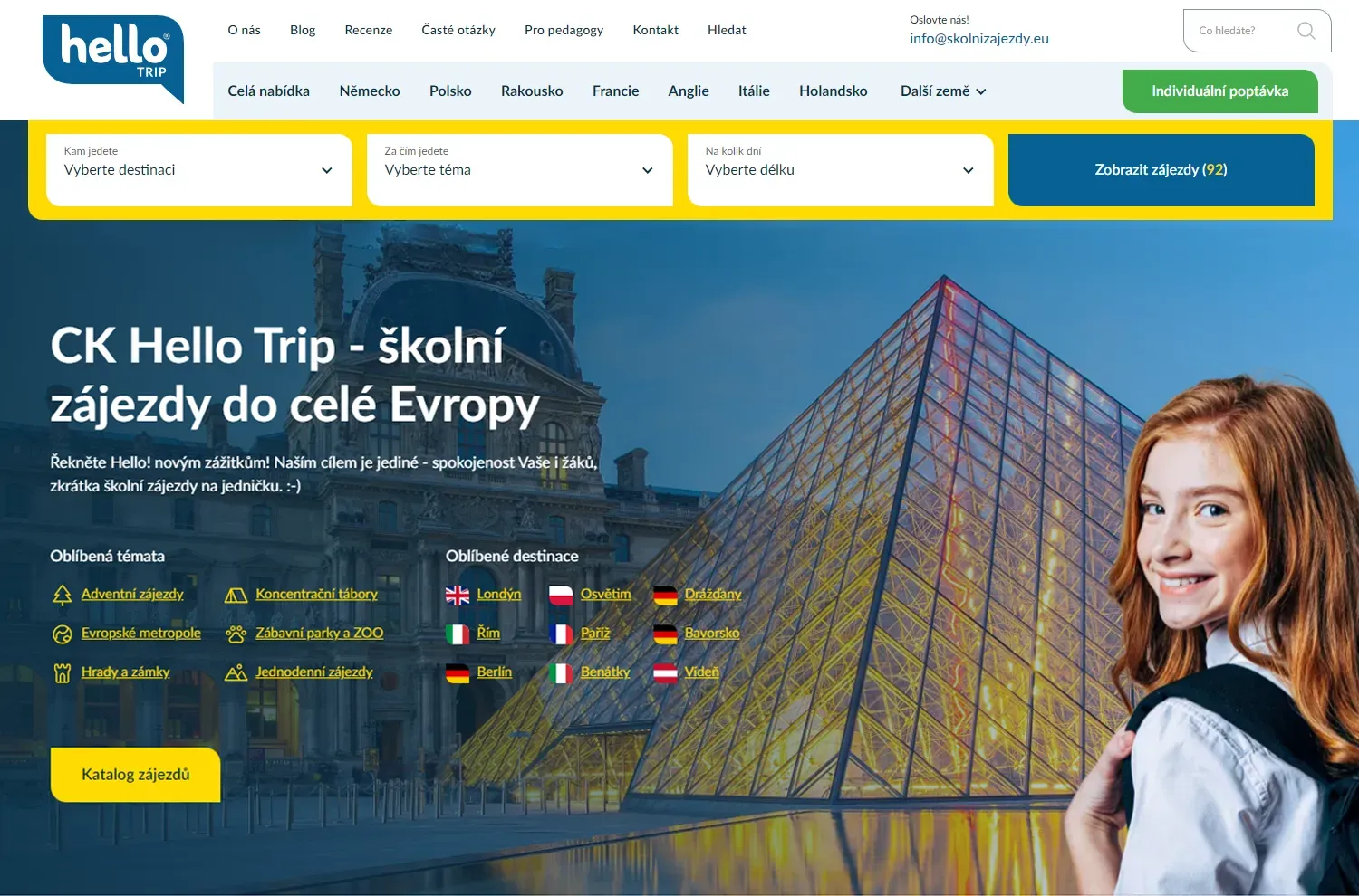 Webflow website mockup of hellotrip.cz