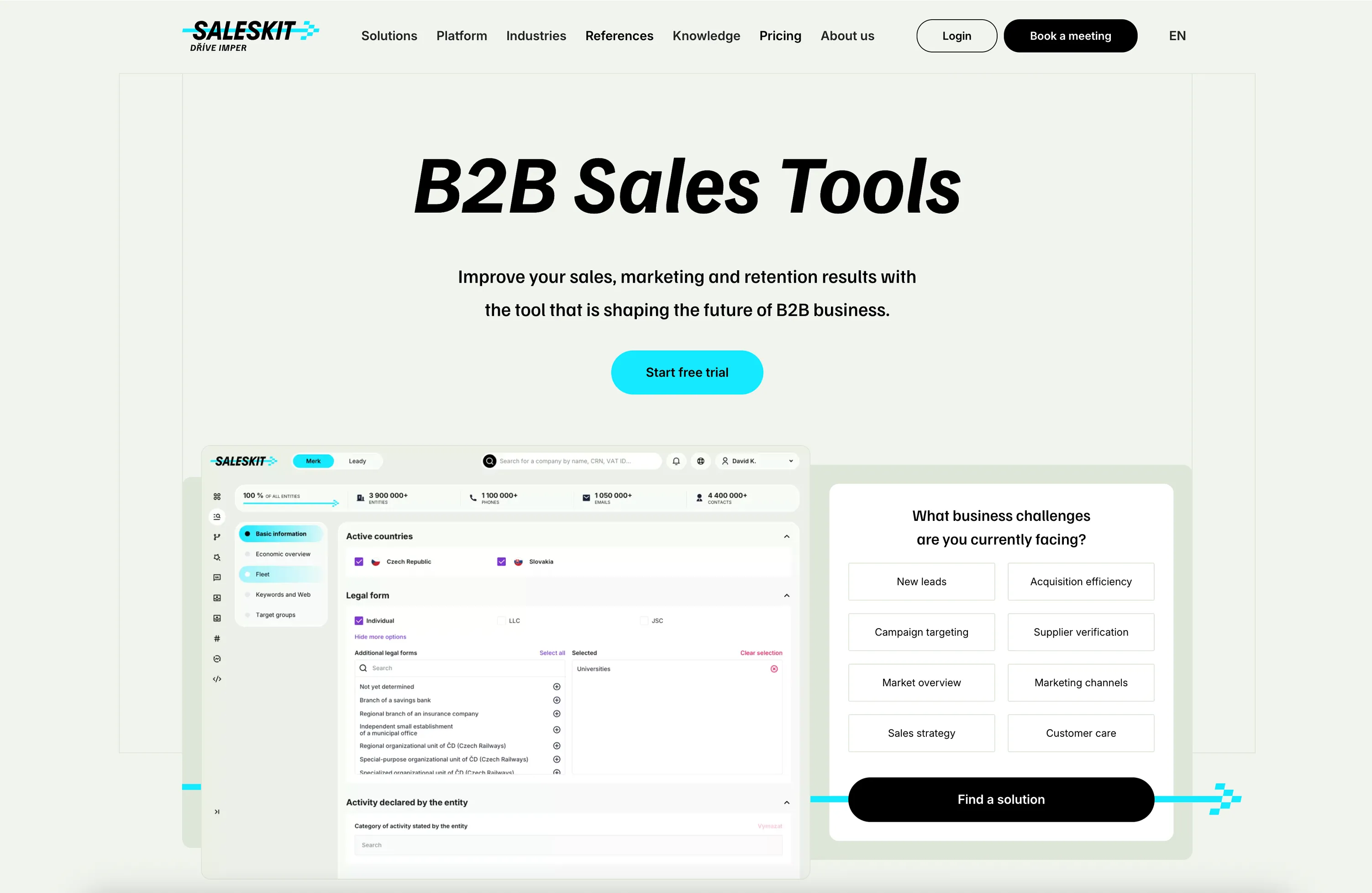Webflow website mockup of saleskit.com