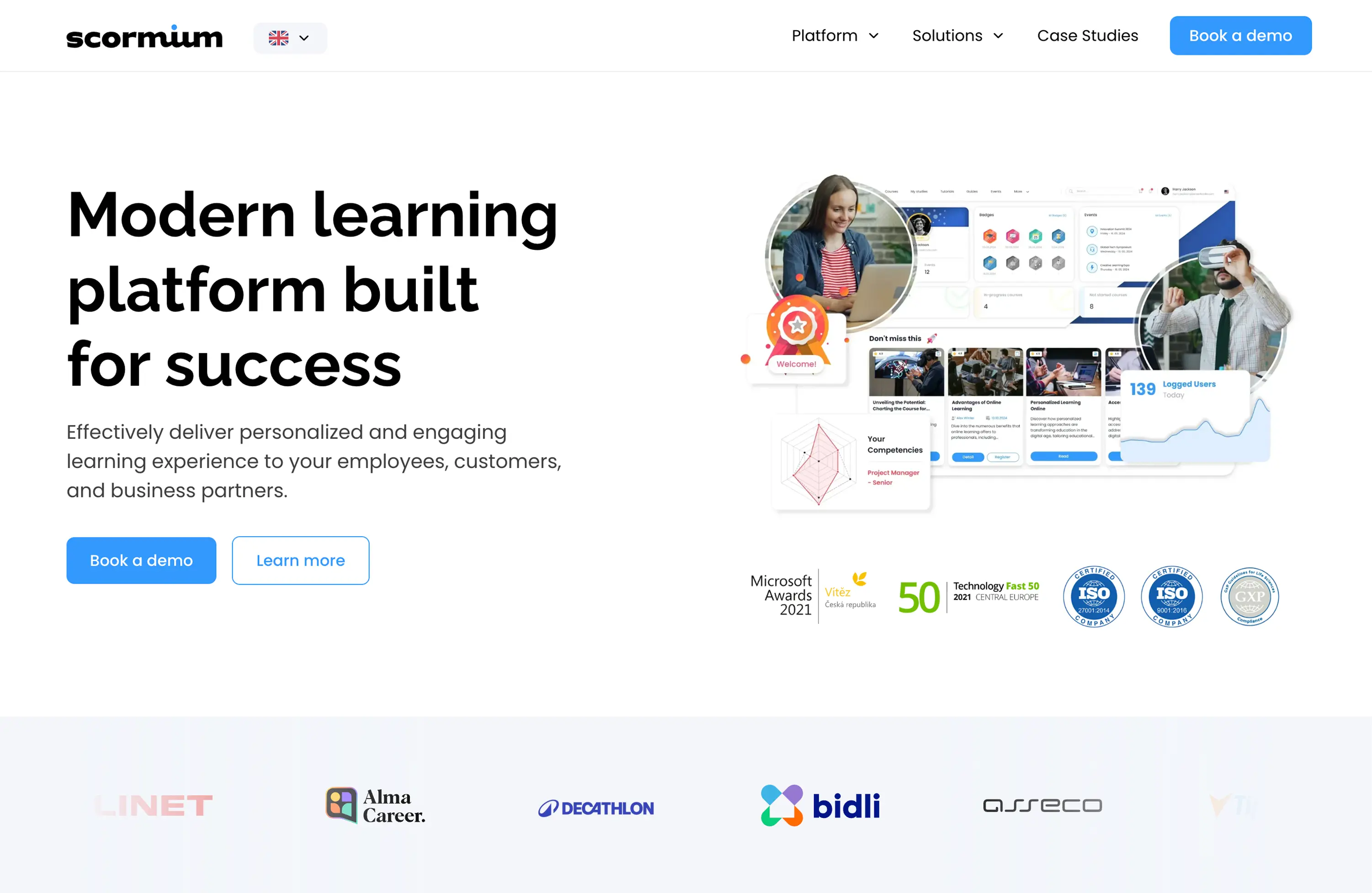 Webflow website mockup of scormium.com