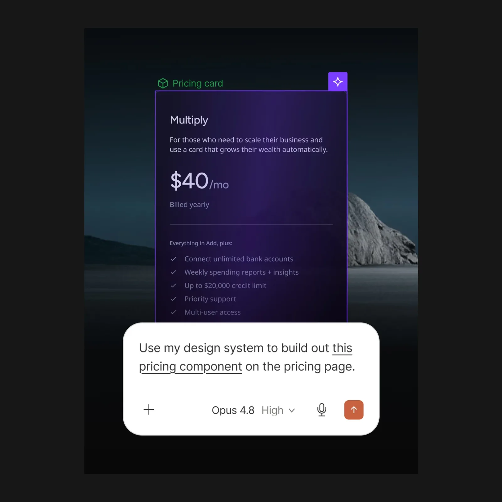 Mockup of an AI assistant editing a Webflow component through the MCP Server